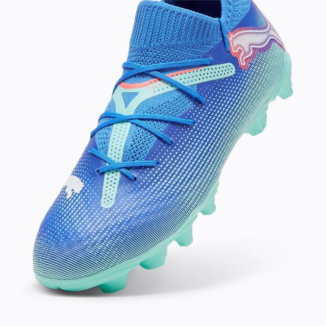 Puma FUTURE 7 PRO FG/AG JR Fussballschuh - Bluemazing/Weiß/Electric Peppermint