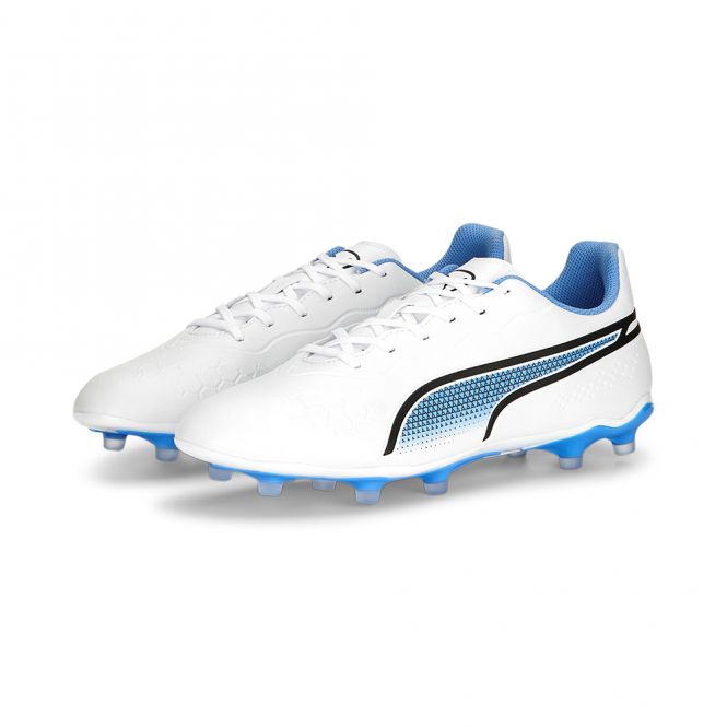 Puma King Match FG/AG Fussballschuh - white blue glimmer Puma King Match FG/AG Fussballschuh - white blue glimmer