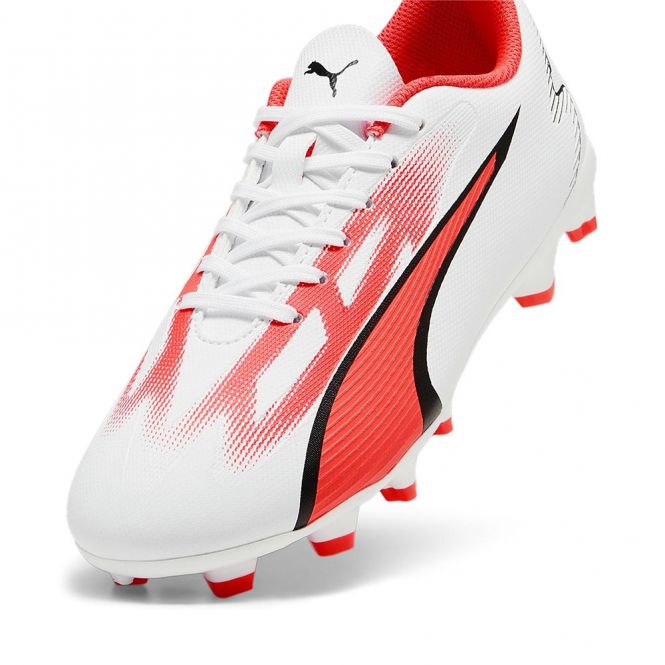 Puma ULTRA PLAY FG/AG JR Fussballschuh - white black fire red Puma ULTRA PLAY FG/AG JR Fussballschuh - white black fire red
