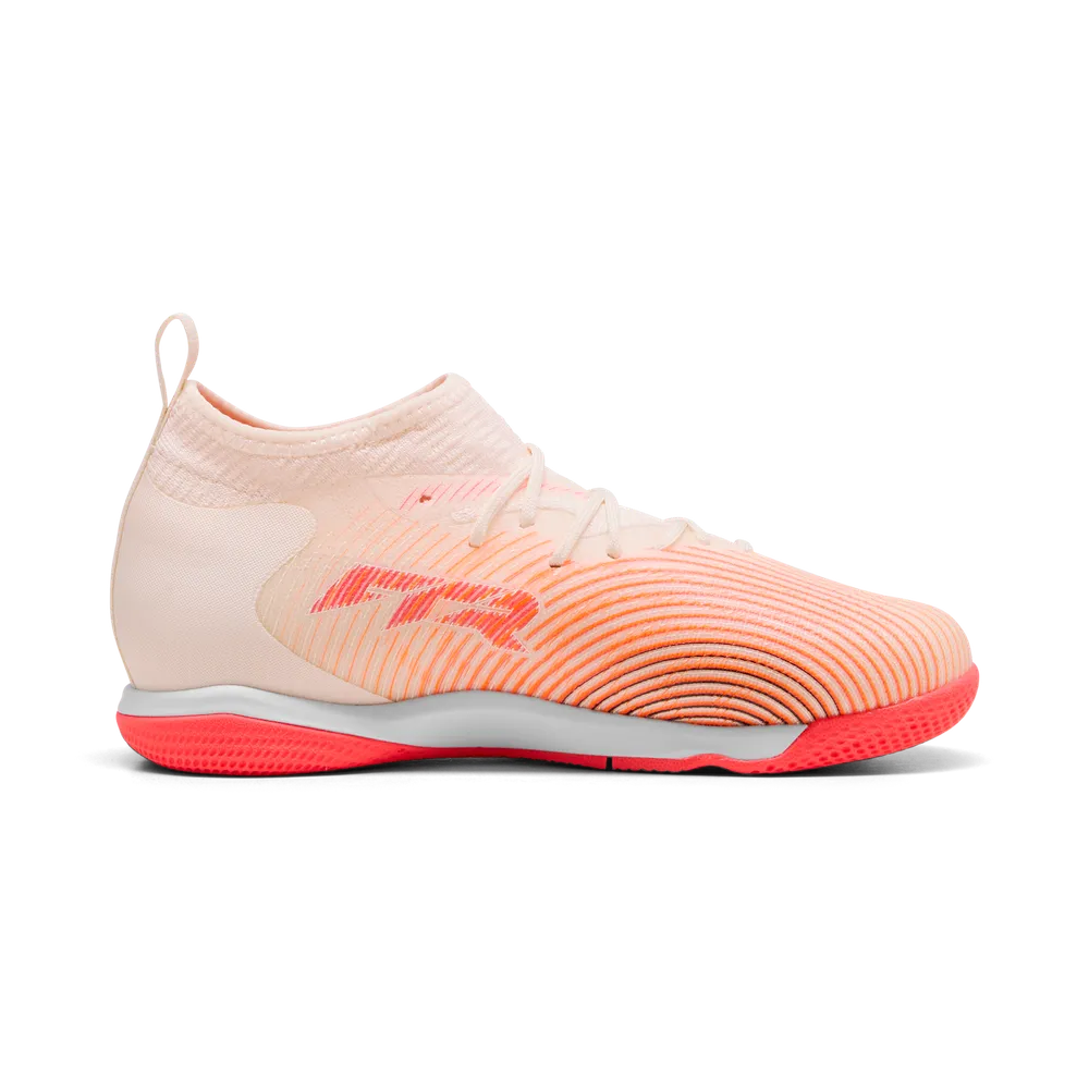 Puma FUTURE 9 MATCH IT + Mid Hallenfußballschuhe Kinder – Sugared Almond / White Ultra Red / Black