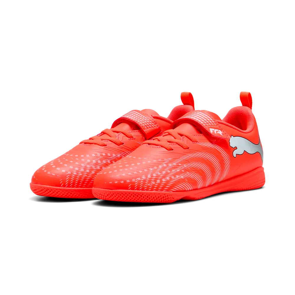 Puma FUTURE 9 PLAY IT V Jr Hallenfußballschuhe Kinder – Glowing Red/White/Black/Sliver