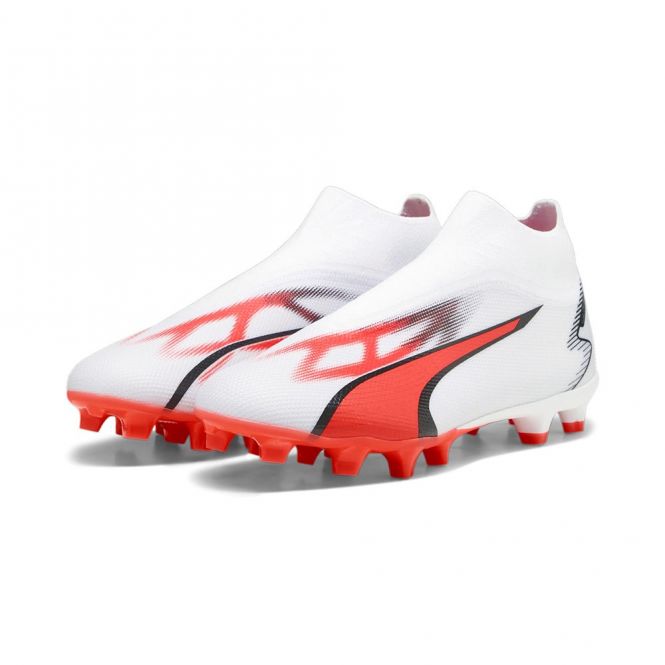 Puma ULTRA MATCH+ LL FG/AG Fussballschuh - white black fire red