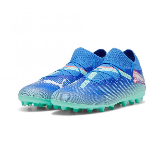 Puma FUTURE 7 PRO MG Rasen + Kunstrasenschuh - Bluemazing/Weiß/Electric Peppermint