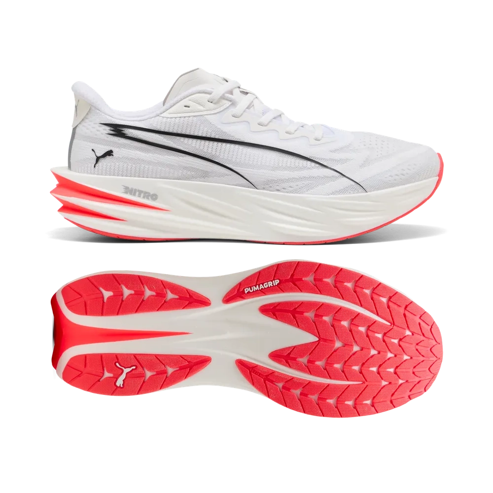 Puma Deviate Pure NITRO Laufschuhe für Herren – White/Ultra Red/Silver Puma Deviate Pure NITRO Laufschuhe für Herren – White/Ultra Red/Silver