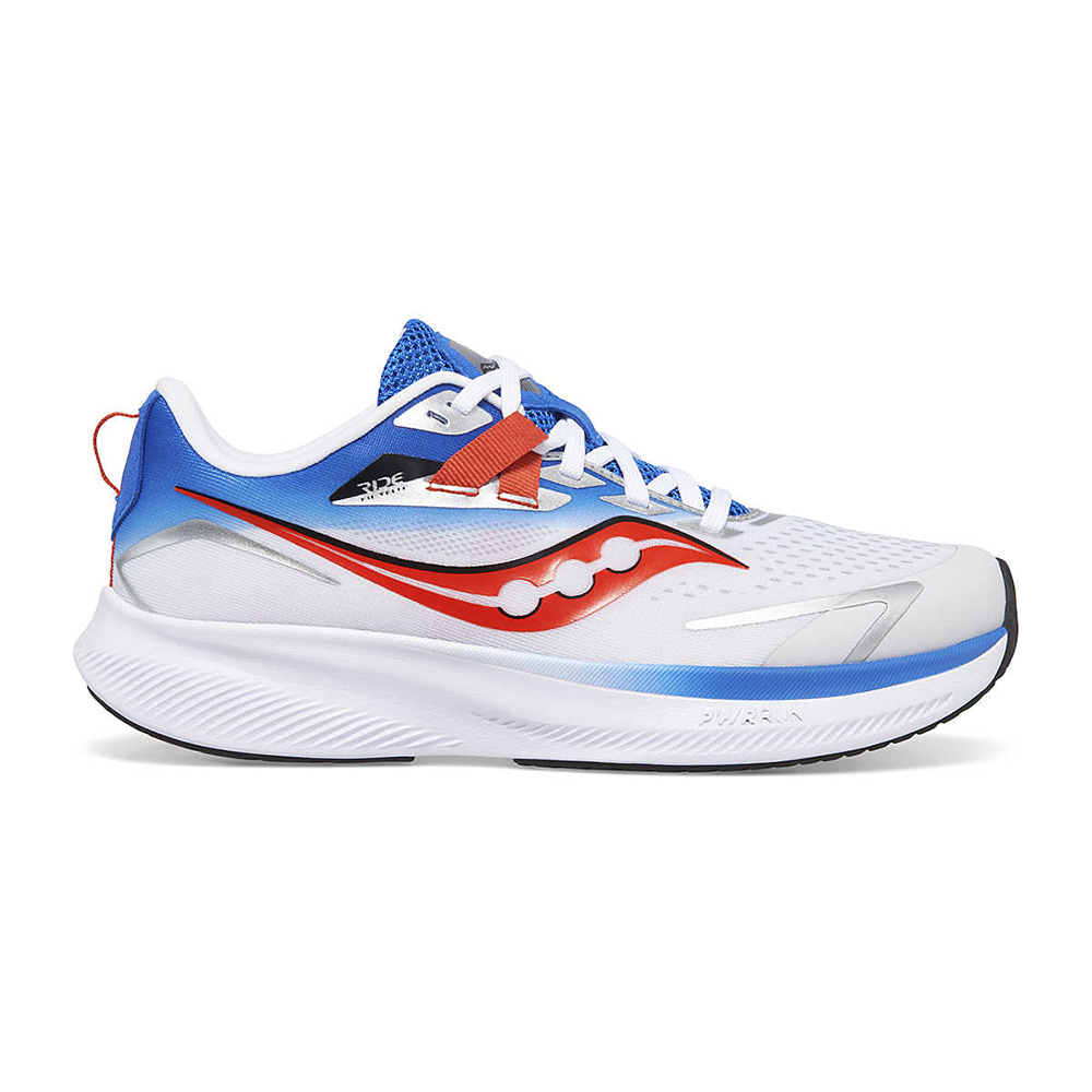 saucony Ride 15 Kinder neutraler Laufschuh - Grey | Blue | Red