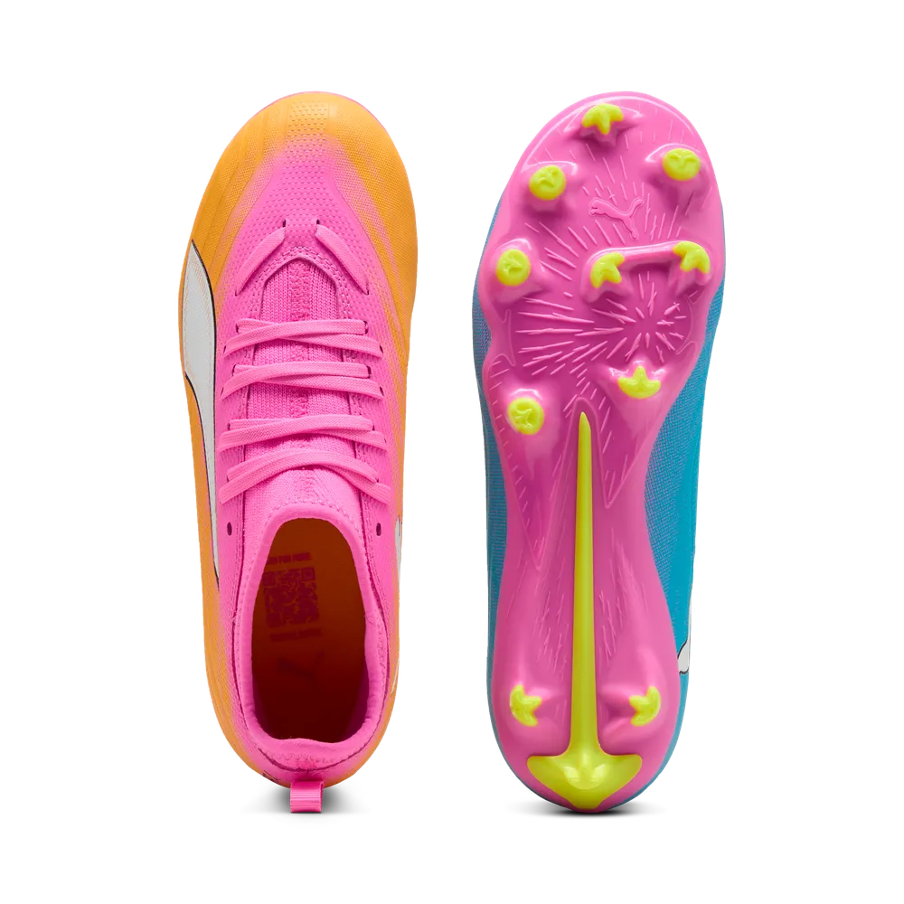 Puma ULTRA 6 MATCH FG/AG Jr Fußballschuhe Kinder – Poison Pink/White/Aqua/Black 