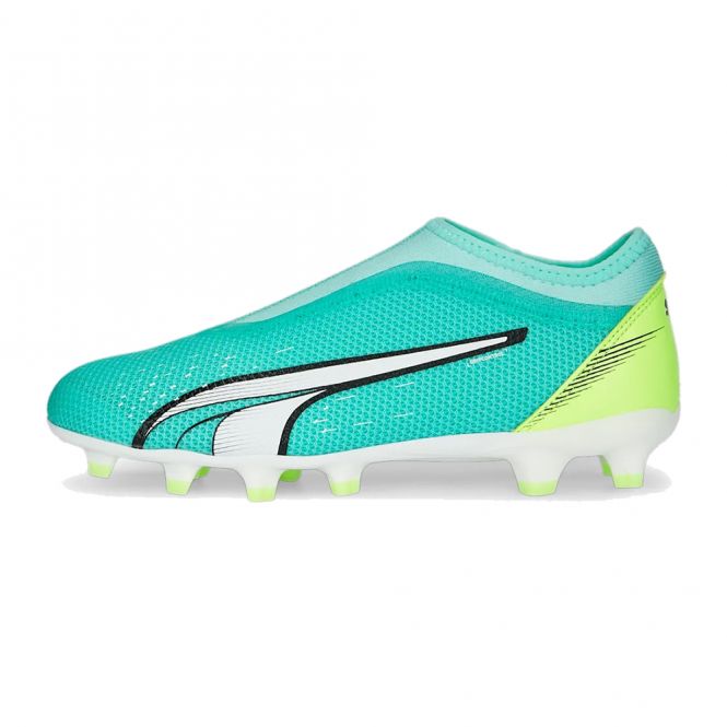 Puma ULTRA MATCH LL FG/AG JR Fussballschuh - Electric Peppermint White-Fast Yellow