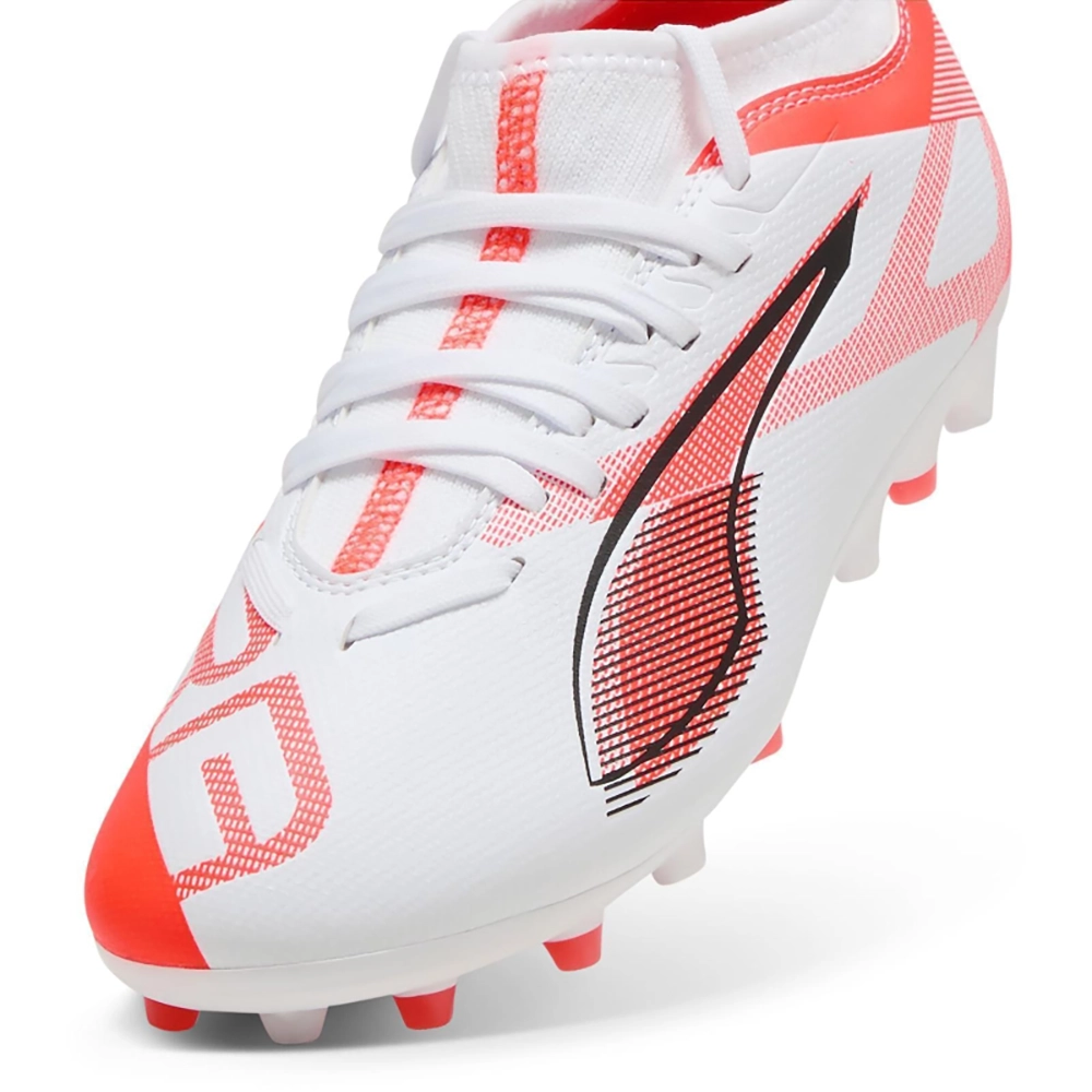 Puma ULTRA 5 MATCH MG Jr Fußballschuhe Kinder – White/Black Glowing Red