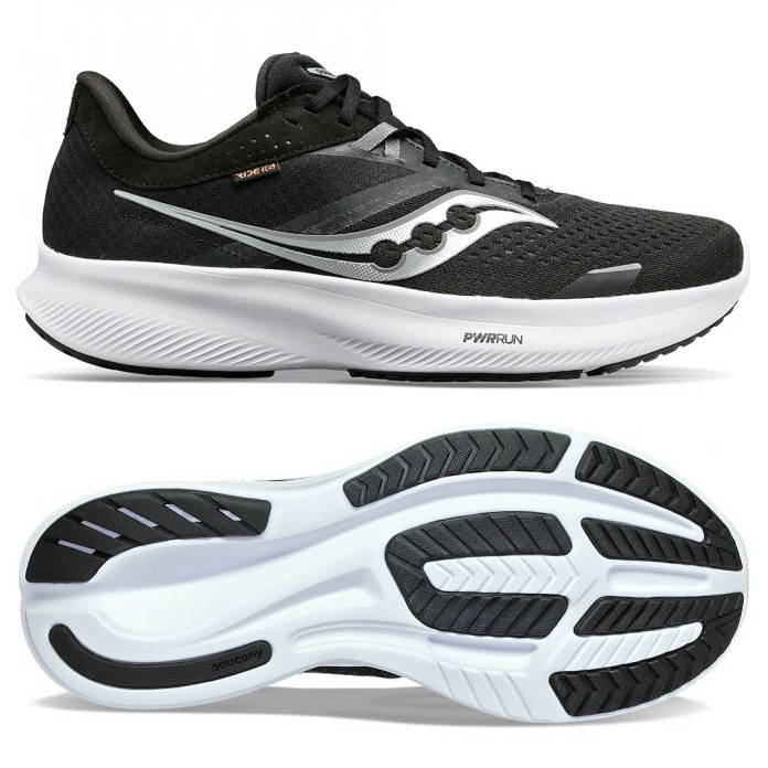 saucony Ride 16 Damen neutral Laufschuh - schwarz/weiss