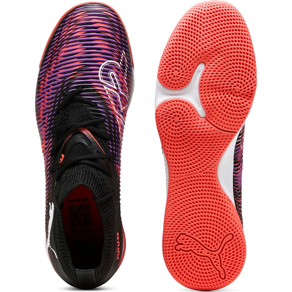 Puma FUTURE 8 MATCH IT Hallenfußballschuhe – Black White/Glowing Red Puma FUTURE 8 MATCH IT Hallenfußballschuhe – Black White/Glowing Red