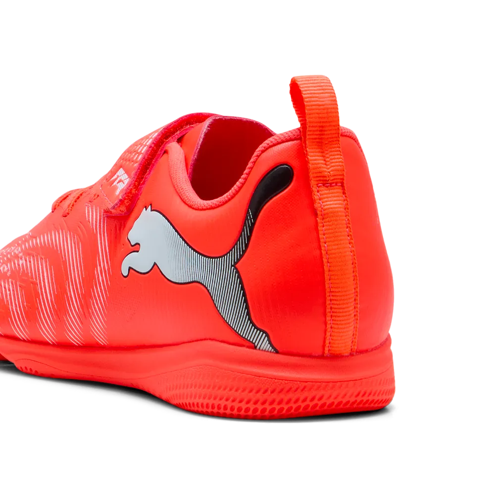 Puma FUTURE 9 PLAY IT V Jr Hallenfußballschuhe Kinder – Glowing Red/White/Black/Sliver