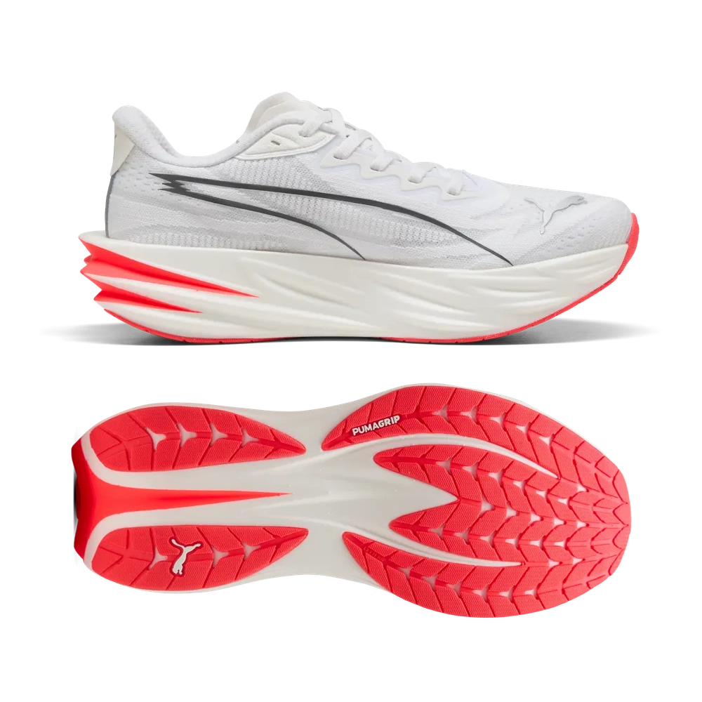 Puma Deviate Pure NITRO Laufschuhe für Damen – White/Ultra Red/Silver