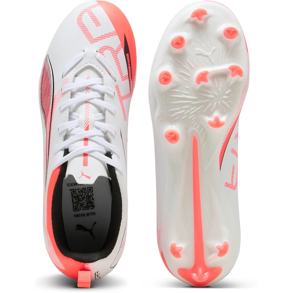 Puma ULTRA 5 PLAY FG/AG Jr Fußballschuhe Kinder – White/Black Glowing Red