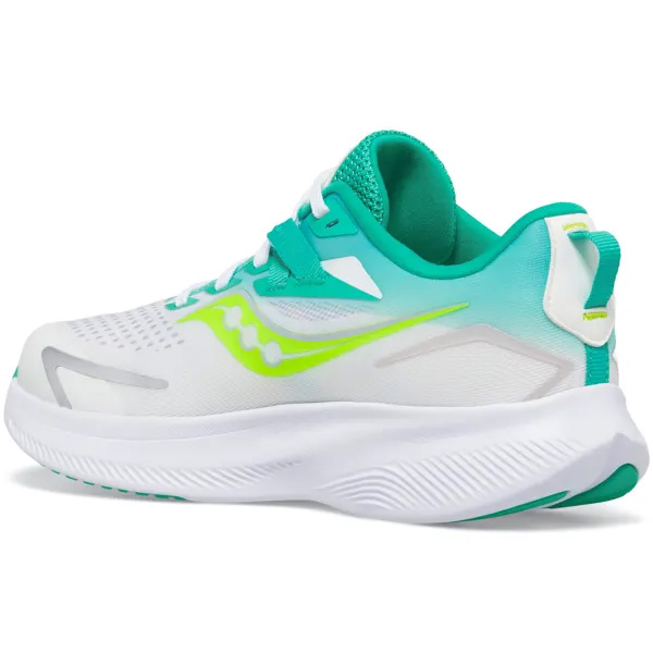 saucony Ride 15 Kinder neutraler Laufschuh - White | Green