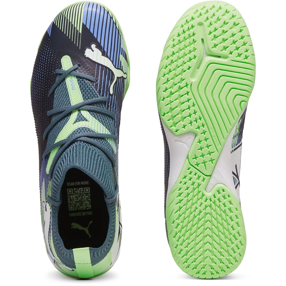 Puma FUTURE 7 MATCH IT + MID Jr Hallenfußballschuhe Kinder – Gray Skies/White Apple