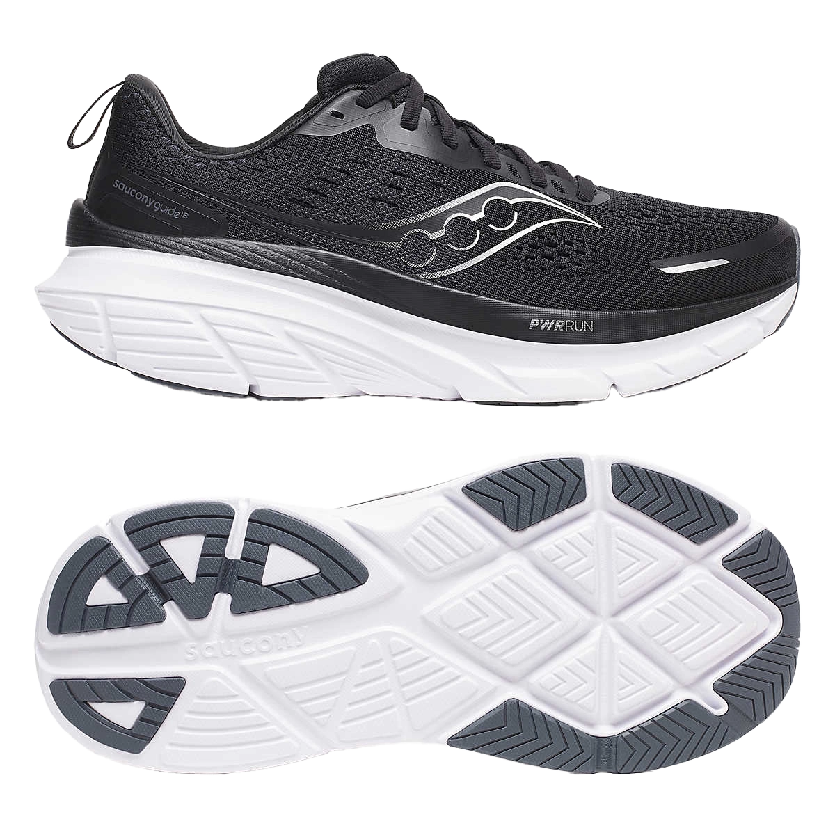 saucony Guide 18 Herren Stabilität- Laufschuh - Black | White