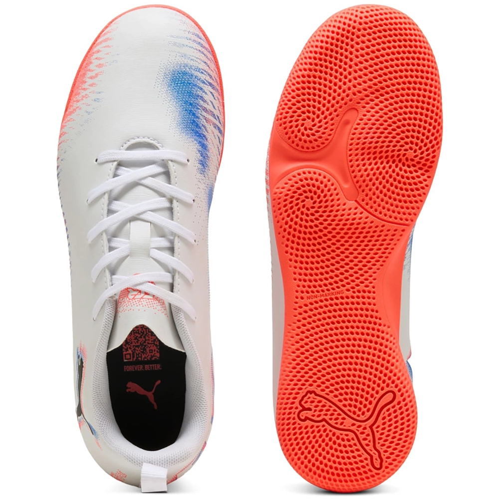 Puma FUTURE 8 PLAY IT Jr Hallenfußballschuhe Kinder – White/Black/Glowing Red