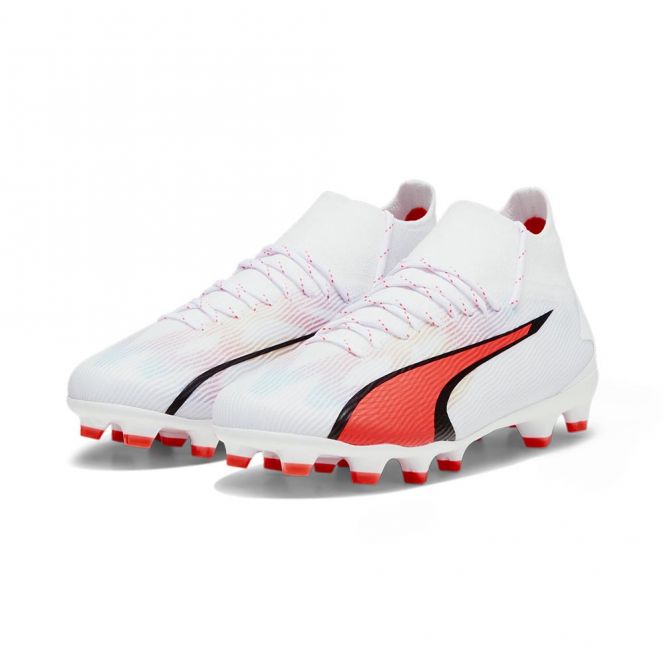 Puma ULTRA PRO FG/AG JR Fussballschuh - white black fire red Puma ULTRA PRO FG/AG JR Fussballschuh - white black fire red