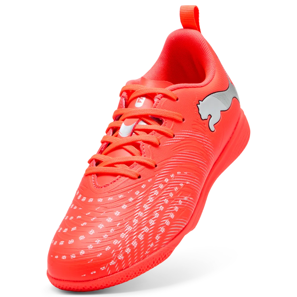 Puma FUTURE 9 PLAY IT Jr Hallenfußballschuhe Kinder – Glowing Red/White/Black/Sliver