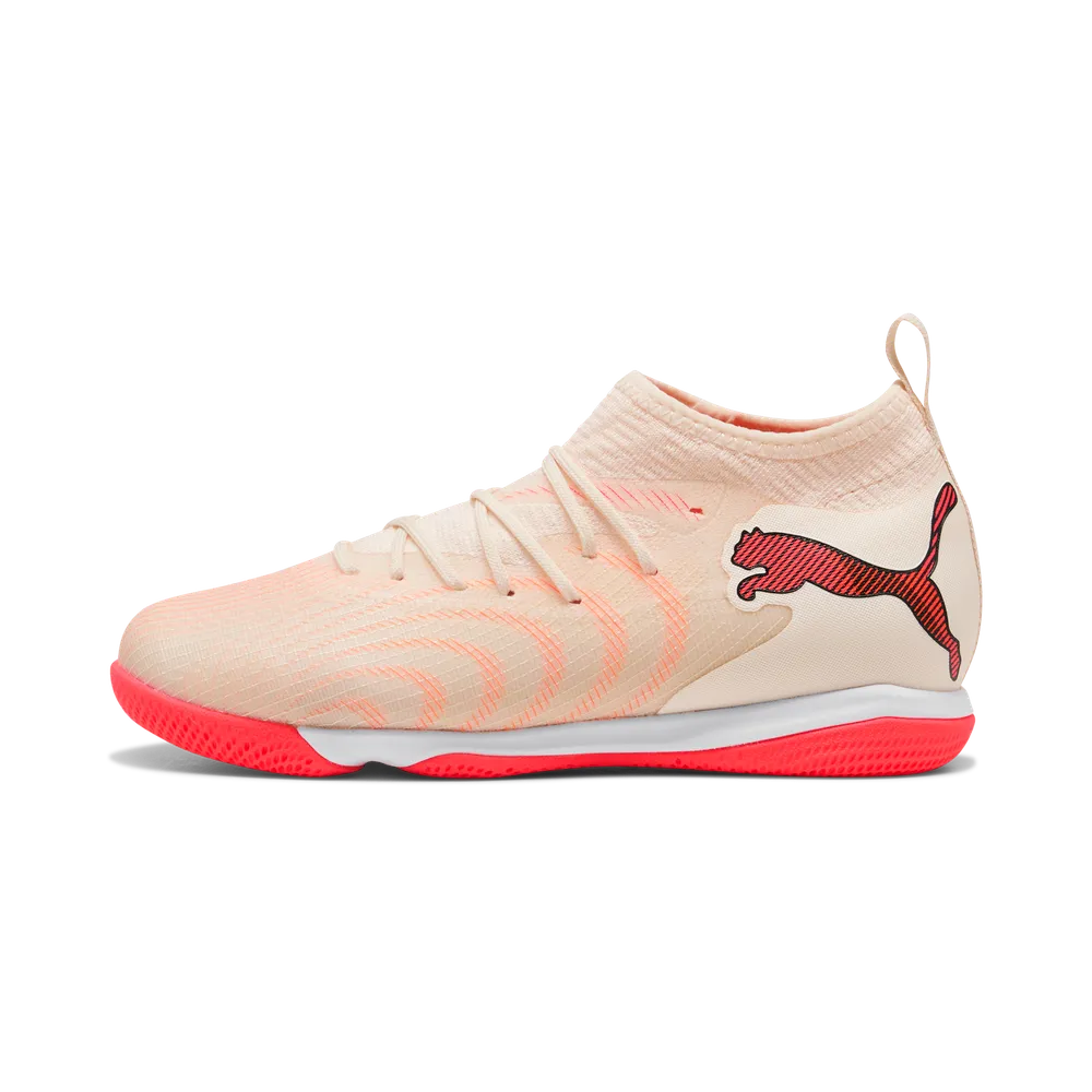 Puma FUTURE 9 MATCH IT + Mid Hallenfußballschuhe Kinder – Sugared Almond / White Ultra Red / Black