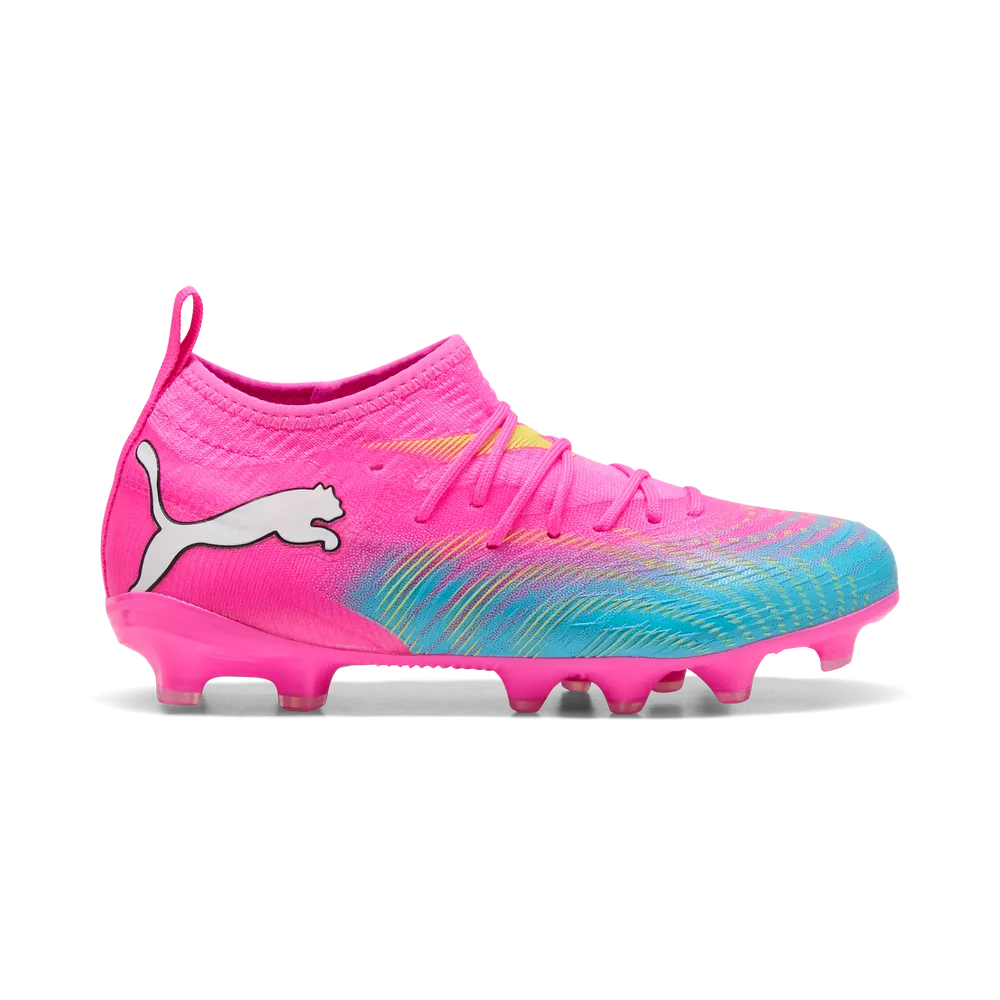Puma FUTURE 9 MATCH FG/AG Jr Fußballschuhe Kinder – Poison Pink/Aqua/White