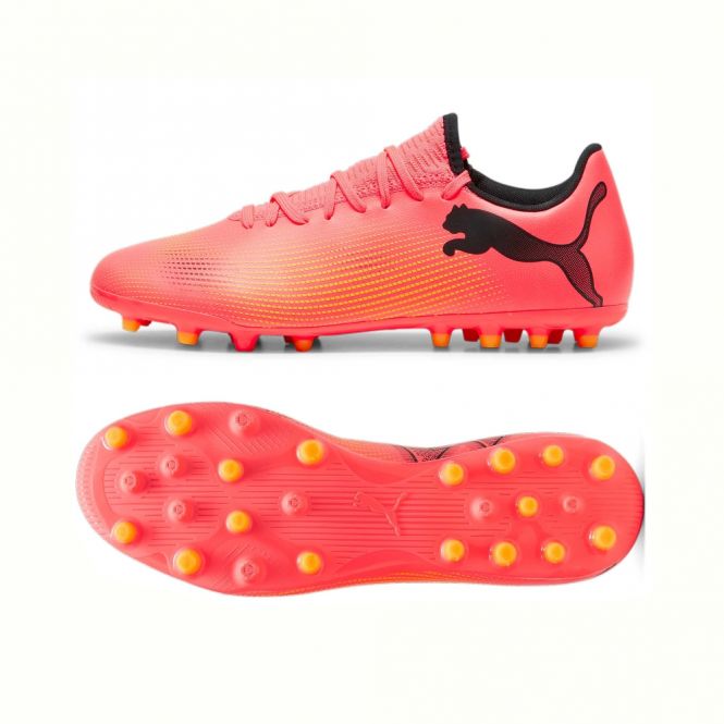 Puma FUTURE PLAY MG Rasen + Kunstrasenschuh - sunset glow/black/sun stream