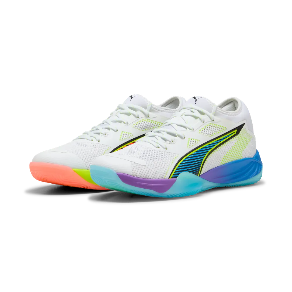 PUMA Eliminate NITRO™ SQD 4 Game On White/Red/Blue - Handballschuhe Herren PUMA Eliminate NITRO™ SQD 4 Game On White/Red/Blue - Handballschuhe Herren