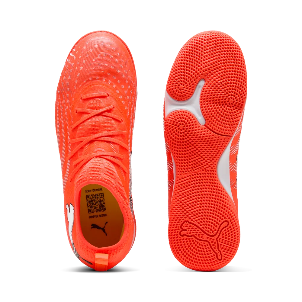 Puma FUTURE 9 MATCH IT + MID Jr Hallenfußballschuhe Kinder – Glowing Red/White/Black/Sliver