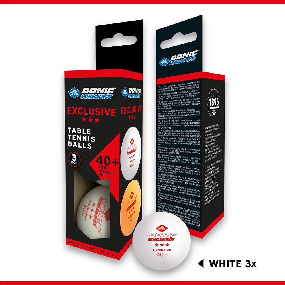 Donic Schildkröt Tischtennisball 3 Stern Exclusive Ball – 3er Karton