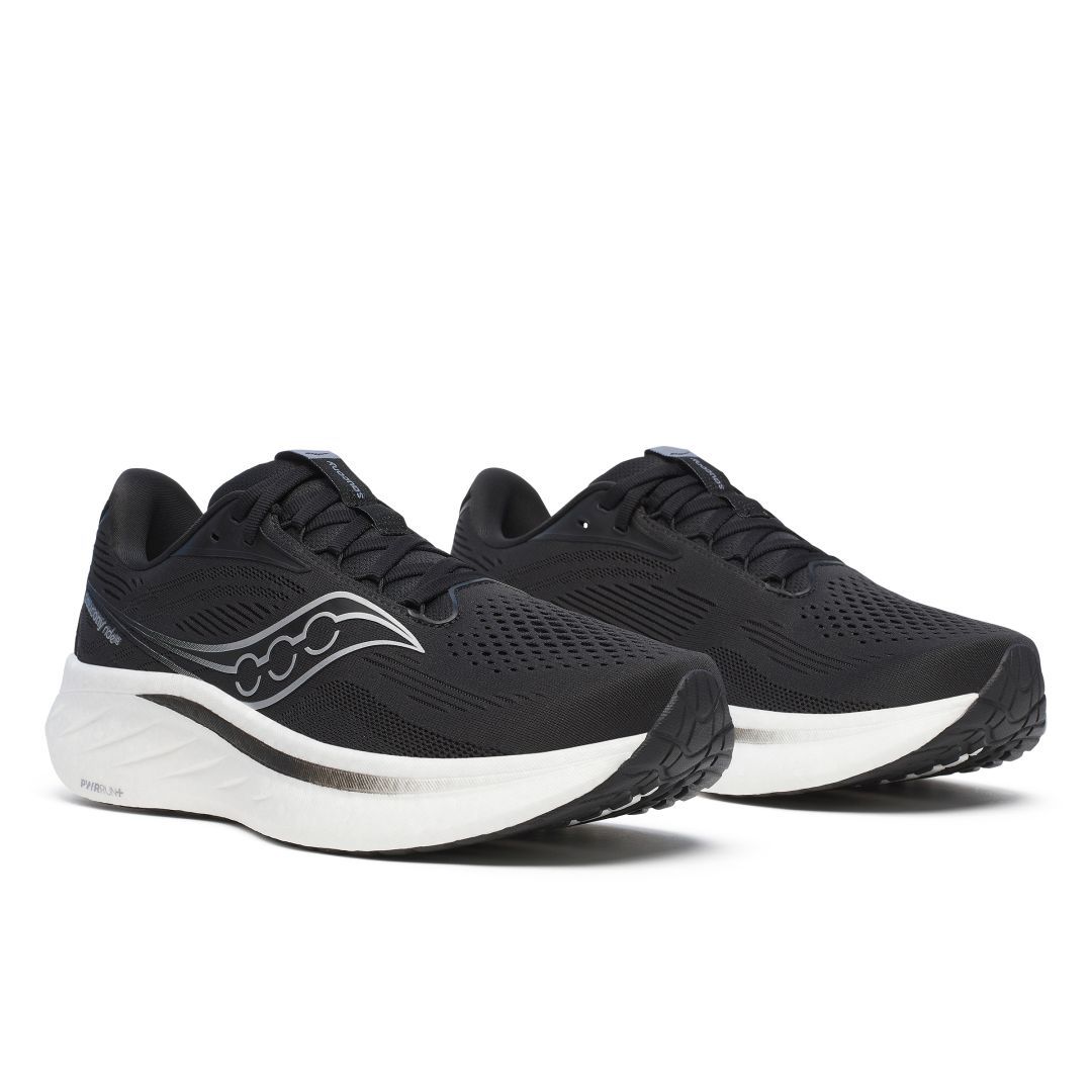 saucony Ride 18 Herren Neutral Laufschuh - Black | White 