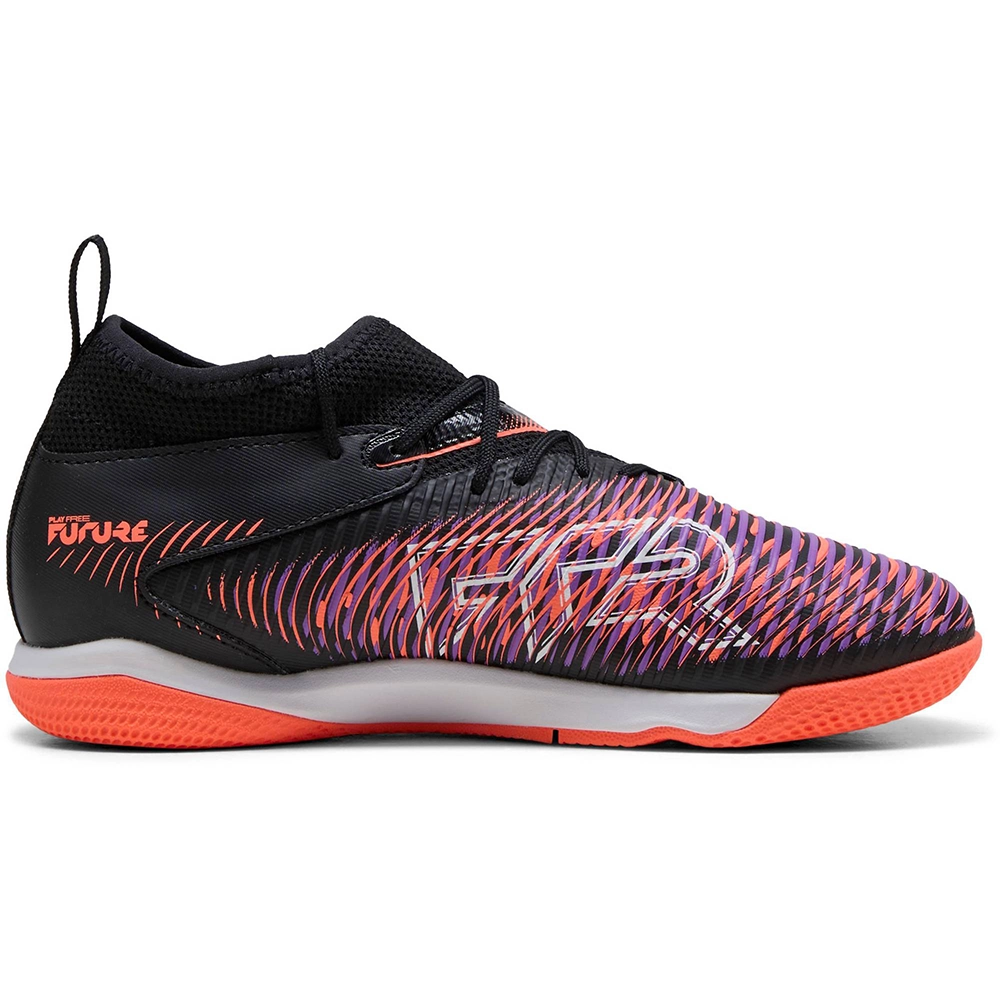 Puma FUTURE 8 MATCH IT + MID Jr Hallenfußballschuhe Kinder – Black White/Glowing Red