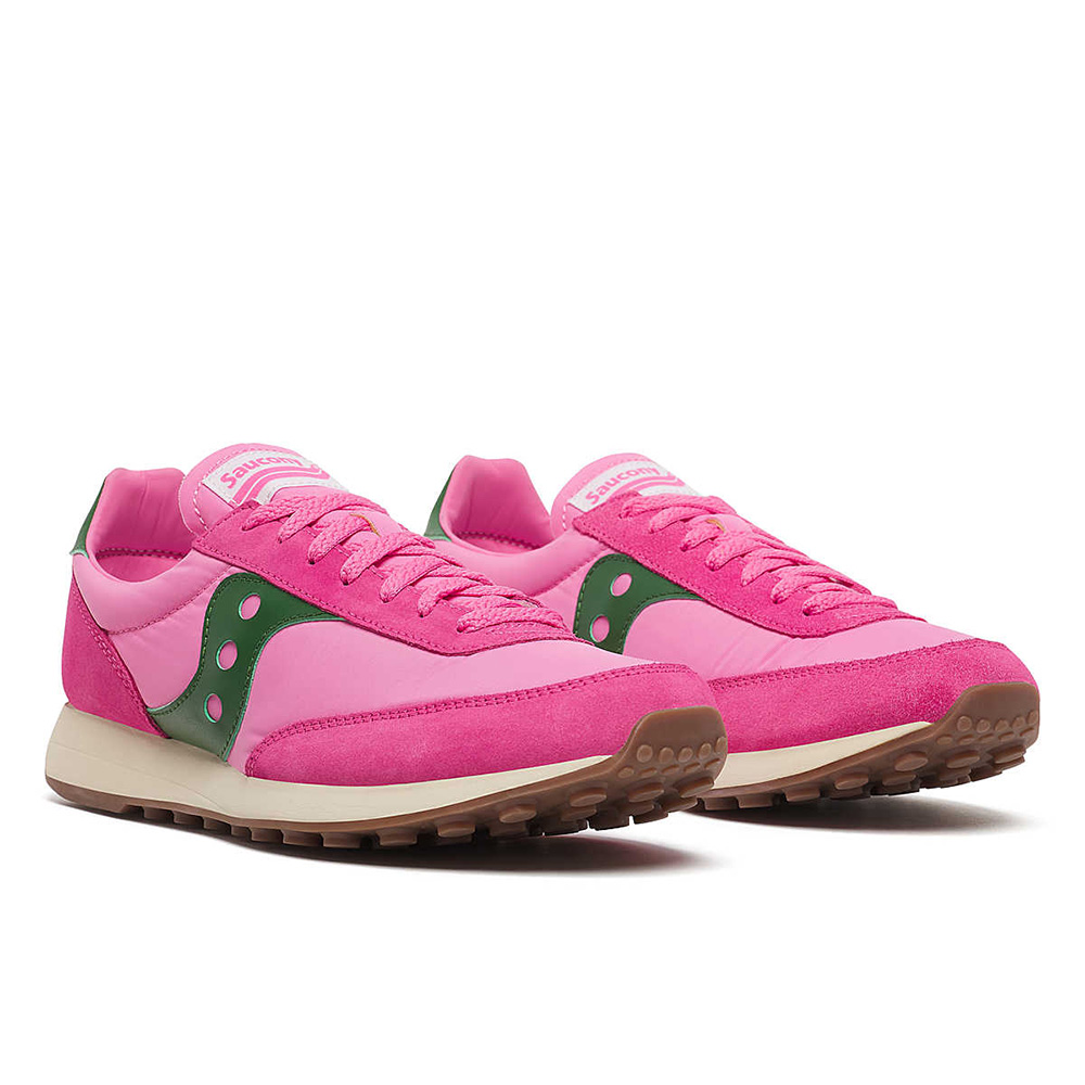 Saucony Trainer 80 Unisex Sneaker - Classic | Pink | Forest Saucony Trainer 80 Unisex Sneaker - Classic | Pink | Forest