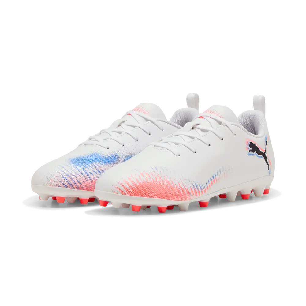 Puma FUTURE 8 PLAY MG Jr Fußballschuhe Kinder – White/Black/Glowing Red