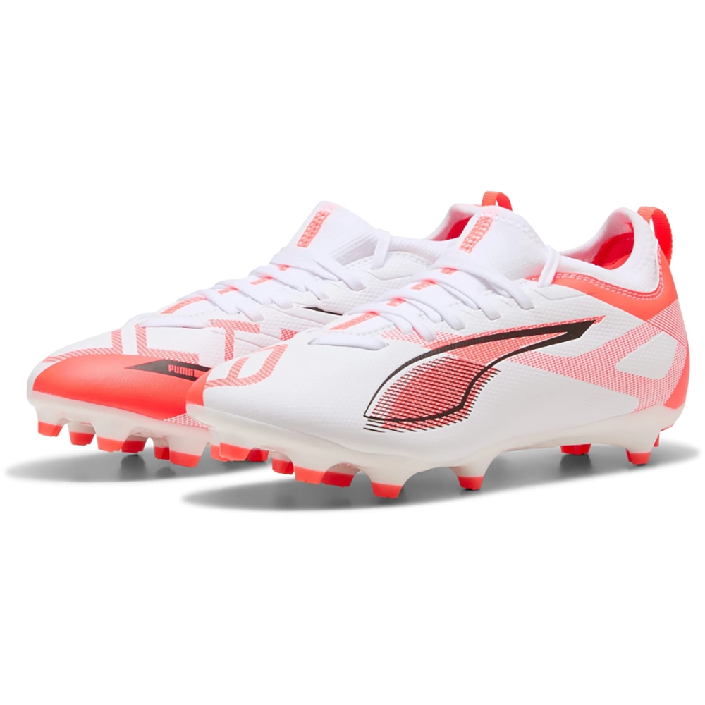 Puma ULTRA 5 MATCH FG/AG Jr Fußballschuhe Kinder – White/Black Glowing Red