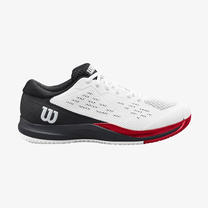 Wilson Rush Pro Ace Herren Tennisschuh - Weiß/Schwarz/Poppy Red Wilson Rush Pro Ace Herren Tennisschuh - Weiß/Schwarz/Poppy Red