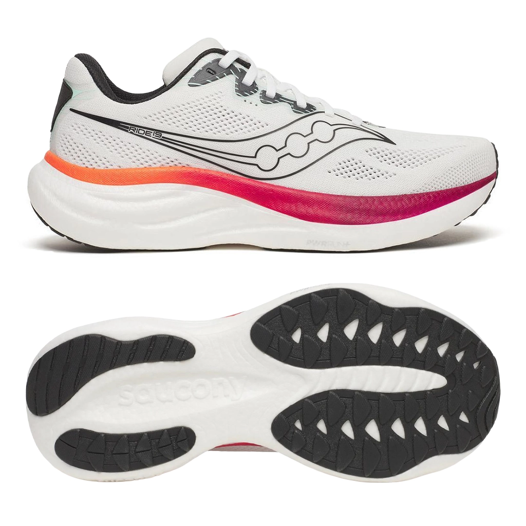 Saucony Ride 19 Herren Neutral-Laufschuh - White | Crimson Saucony Ride 19 Herren Neutral-Laufschuh - White | Crimson